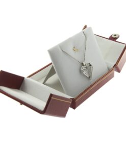 Red Leather Double Door Pendant Box Display Jewelry Gift Box