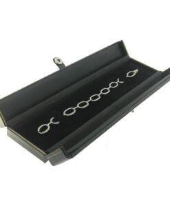 Black Leather Double Door Bracelet Box Display Jewelry Gift Box