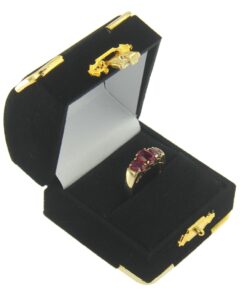 Black Velvet Treasure Chest Ring Box Display Jewelry Gift Box