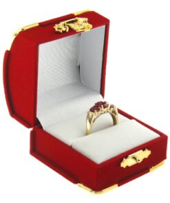 Red Velvet Treasure Chest Ring Box Display Jewelry Gift Box