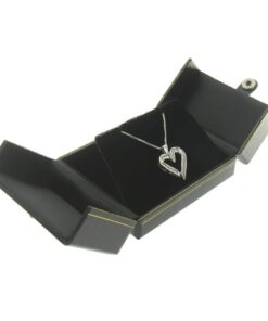 Black Leather Double Door Pendant Box Display Jewelry Gift Box