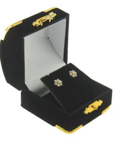 Black Velvet Treasure Chest Earring Box Display Jewelry Gift Box