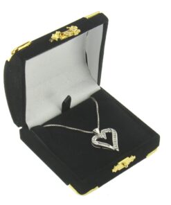 Black Velvet Treasure Chest Pendant Box Display Jewelry Gift Box