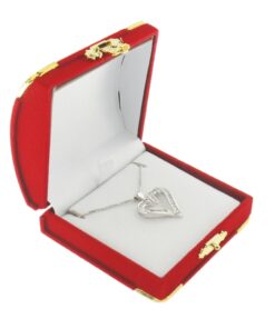 Red Velvet Treasure Chest Pendant Box Display Jewelry Gift Box