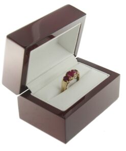 Cherry Rosewood Wooden Double Ring Box Display Jewelry Gift Box