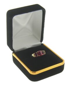 Black Velvet Gold Trim Ring Box Display Jewelry Gift Box