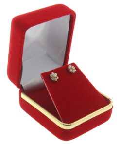 Red Velvet Gold Trim Earring Box Display Jewelry Gift Box