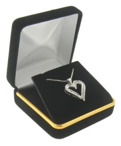 Black Velvet Gold Trim Pendant Box Display Jewelry Gift Box