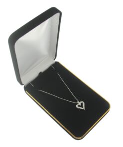 Black Velvet Gold Trim Necklace Box Display Jewelry Gift Box