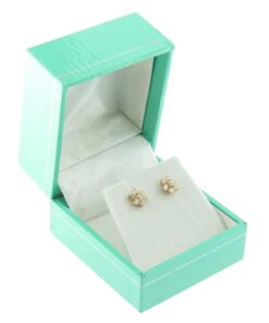 Teal Blue Leather Earring Box Display Jewelry Gift Box