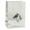 3x3.5 Metallic Silver Tote Gift Bags Glossy Paper Shopping Bag With Handle