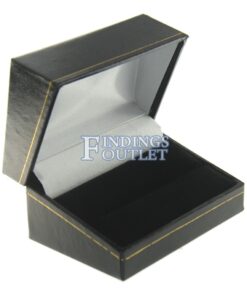 Black Leather Classic Double Ring Box Display Jewelry Gift Box Empty