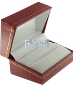 Red Leather Classic Double Ring Box Display Jewelry Gift Box Empty