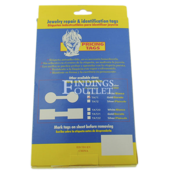 Rhino Round Gold Standard Sticker Jewelry Price Tags 1000 Pcs Back