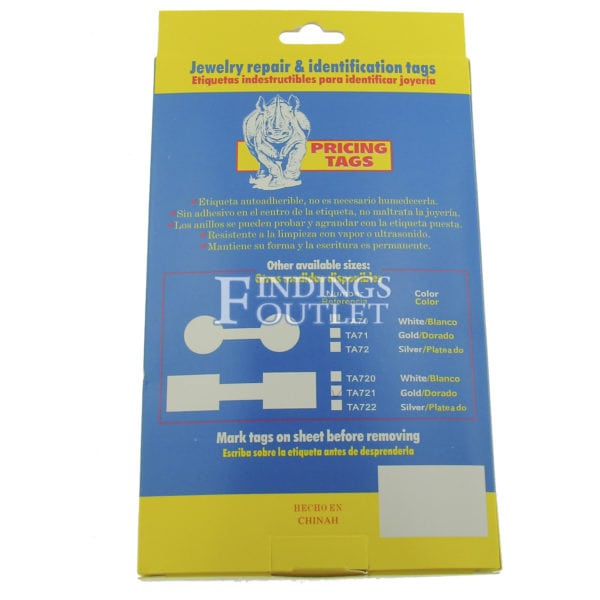 Rhino Square Gold Standard Sticker Jewelry Price Tags 1000 Pcs Back