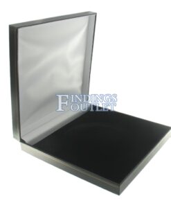 Black Leather Classic Large Necklace Box Display Jewelry Gift Box Empty