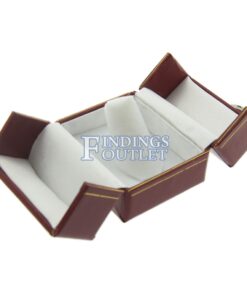 Red Leather Double Door Ring Finger Box Display Jewelry Gift Box Empty