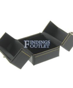 Black Leather Double Door Earring Box Display Jewelry Gift Box Empty