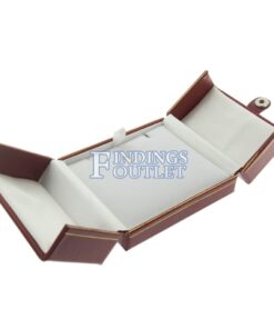 Red Leather Double Door Pendant Box Display Jewelry Gift Box Empty