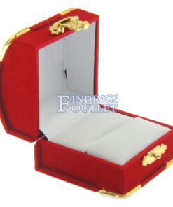 Red Velvet Treasure Chest Ring Box Display Jewelry Gift Box Empty