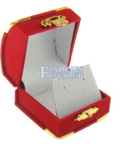 Red Velvet Treasure Chest Earring Box Display Jewelry Gift Box Empty