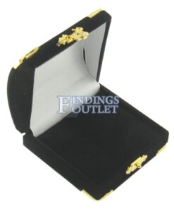 Black Velvet Treasure Chest Pendant Box Display Jewelry Gift Box Empty