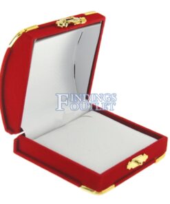 Red Velvet Treasure Chest Pendant Box Display Jewelry Gift Box Empty