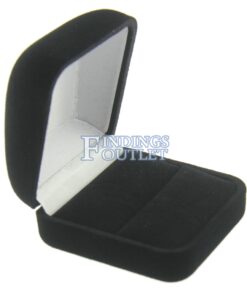 Black Velour Double Ring Box Display Jewelry Gift Box Empty