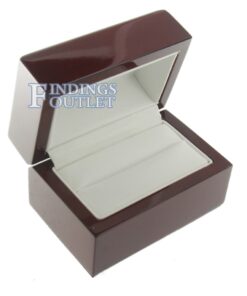 Cherry Rosewood Wooden Double Ring Box Display Jewelry Gift Box Empty