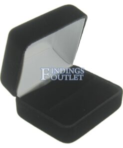 Black Velvet Double Ring Box Display Jewelry Gift Box Empty