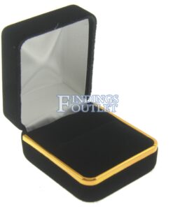 Black Velvet Gold Trim Ring Box Display Jewelry Gift Box Empty