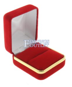 Red Velvet Gold Trim Ring Box Display Jewelry Gift Box Empty