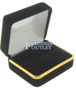 Black Velvet Gold Trim Double Ring Box Display Jewelry Gift Box Empty