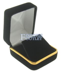 Black Velvet Gold Trim Earring Box Display Jewelry Gift Box Empty