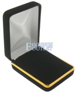 Black Velvet Gold Trim Earring Pad Box Display Jewelry Gift Box Empty