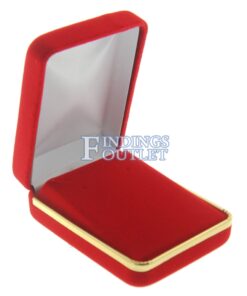 Red Velvet Gold Trim Earring Pad Box Display Jewelry Gift Box Empty