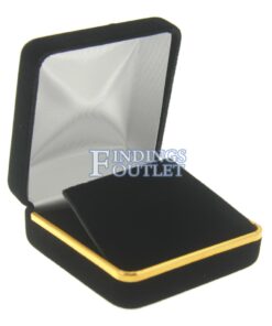 Black Velvet Gold Trim Pendant Box Display Jewelry Gift Box Empty