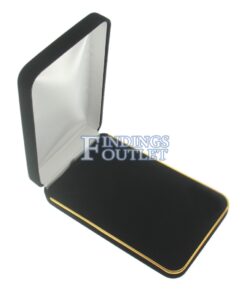 Black Velvet Gold Trim Necklace Box Display Jewelry Gift Box Empty