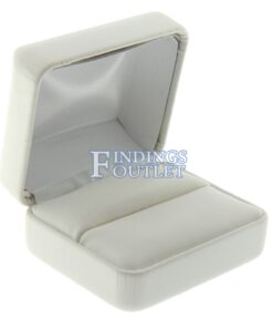 White Leather Double Ring Box Display Jewelry Gift Box Empty