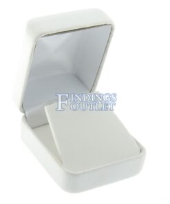 White Leather Earring Box Display Jewelry Gift Box Empty