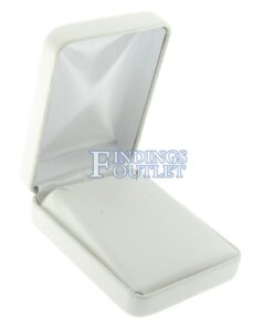 White Leather Earring Pendant Box Display Jewelry Gift Box Empty