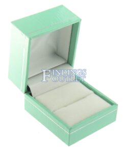 Teal Blue Leather Ring Box Display Jewelry Gift Box Empty