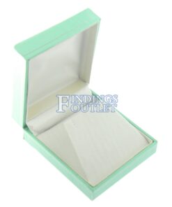 Teal Blue Leather Earring Pendant Box Display Jewelry Gift Box Empty