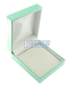 Teal Blue Leather Pendant Box Display Jewelry Gift Box Empty