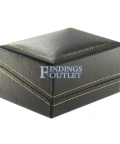 Black Leather Classic Double Ring Box Display Jewelry Gift Box Closed