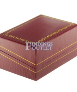 Red Leather Classic Double Ring Box Display Jewelry Gift Box Closed