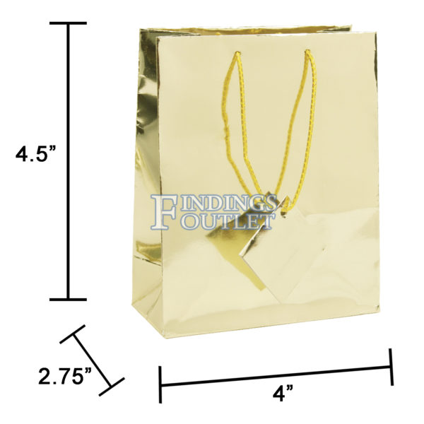 4x4.5 Metallic Gold Tote Gift Bags Glossy Paper Shopping Bag With Handle Dimensions