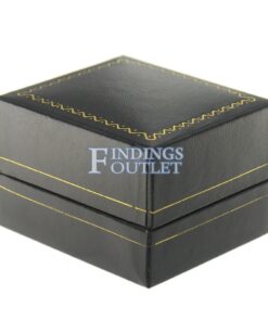 Black Leather Classic Earring Box Display Jewelry Gift Box Closed