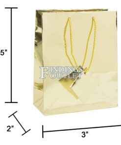 3x3.5 Metallic Gold Tote Gift Bags Glossy Paper Shopping Bag With Handle Dimensions