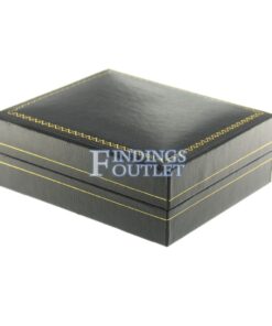 Black Leather Classic Earring Pendant Box Display Jewelry Gift Box Closed